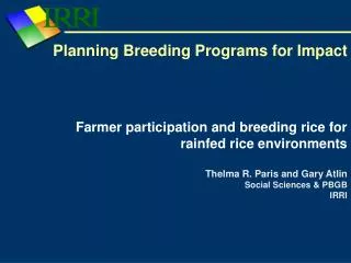Planning Breeding Programs for Impact