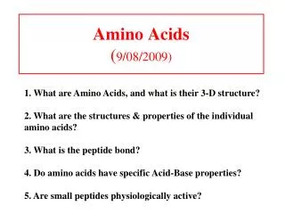 Amino Acids ( 9/08/2009)