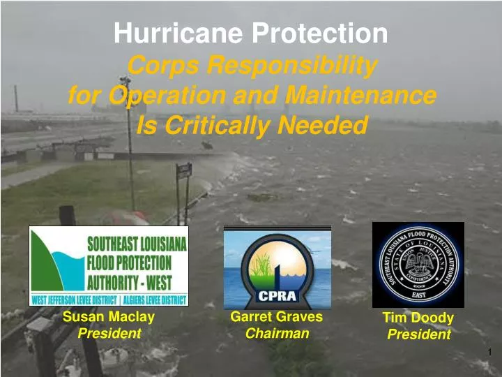hurricane protection corps responsibility for operation and maintenance is critically needed