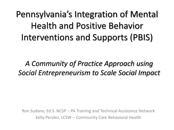 pennsylvania s integration of mental health and positive behavior interventions and supports pbis