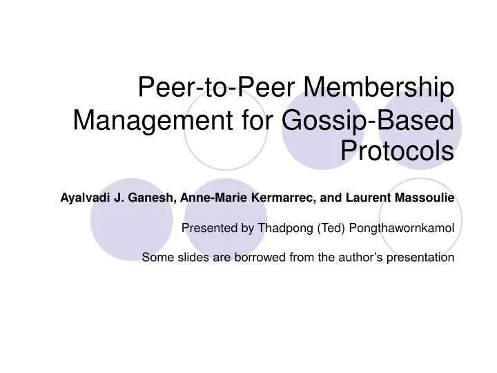 peer to peer membership management for gossip based protocols