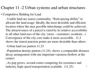 Chapter 11 -2 Urban systems and urban structures