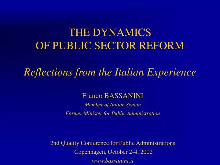 the dynamics of public sector reform reflections from the italian experience