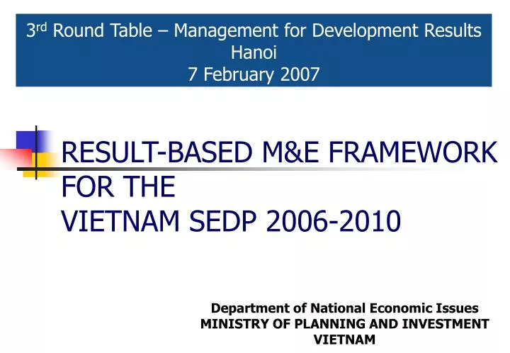 result based m e framework for the vietnam sedp 2006 2010