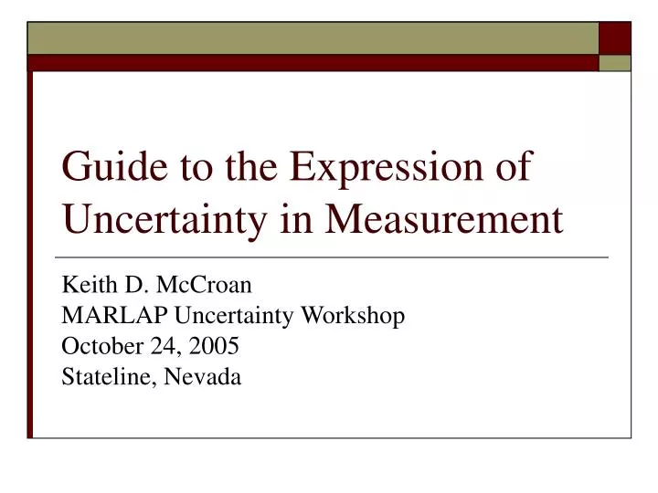 guide to the expression of uncertainty in measurement