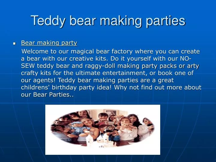 teddy bear making parties