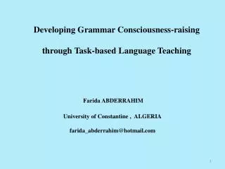 Developing Grammar Consciousness-raising through Task-based Language Teaching