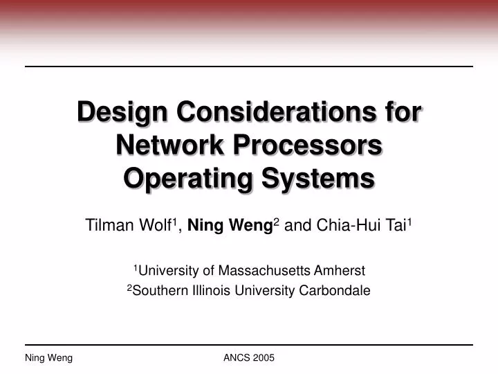 design considerations for network processors operating systems