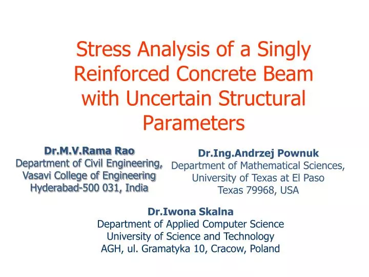 stress analysis of a singly reinforced concrete beam with uncertain structural parameters