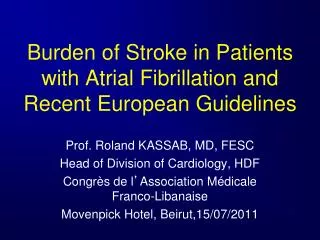Burden of Stroke in Patients with Atrial Fibrillation and Recent European Guidelines