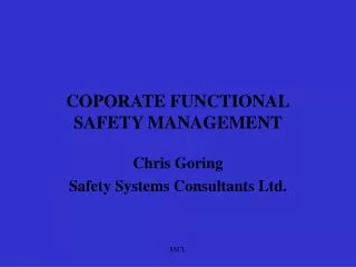 COPORATE FUNCTIONAL SAFETY MANAGEMENT