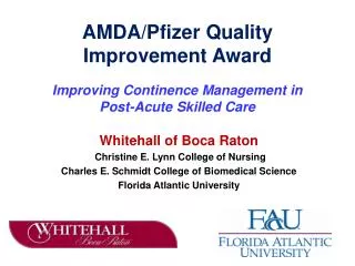 AMDA/Pfizer Quality Improvement Award