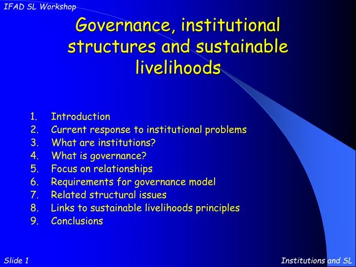 governance institutional structures and sustainable livelihoods