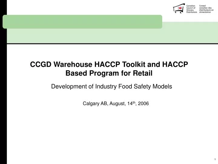 ccgd warehouse haccp toolkit and haccp based program for retail