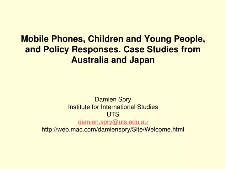 mobile phones children and young people and policy responses case studies from australia and japan