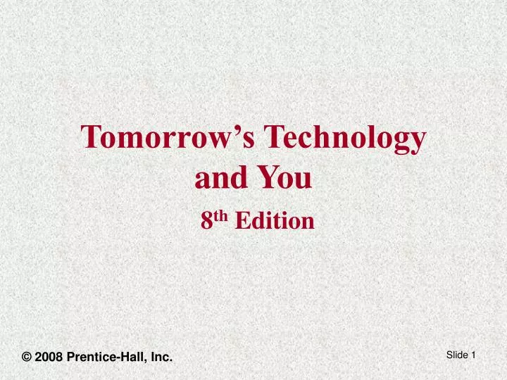 tomorrow s technology and you 8 th edition