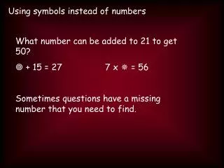 Using symbols instead of numbers