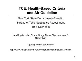 TCE: Health-Based Criteria and Air Guideline