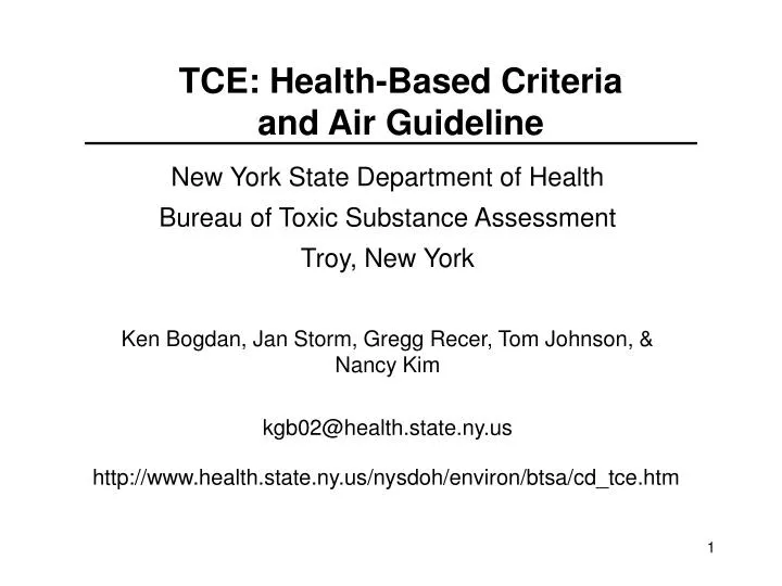 tce health based criteria and air guideline