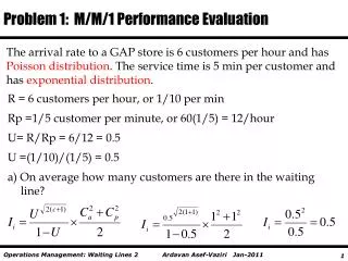 Problem 1: M/M/1 Performance Evaluation