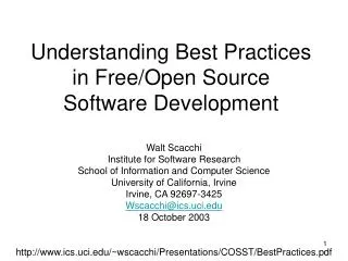 Understanding Best Practices in Free/Open Source Software Development