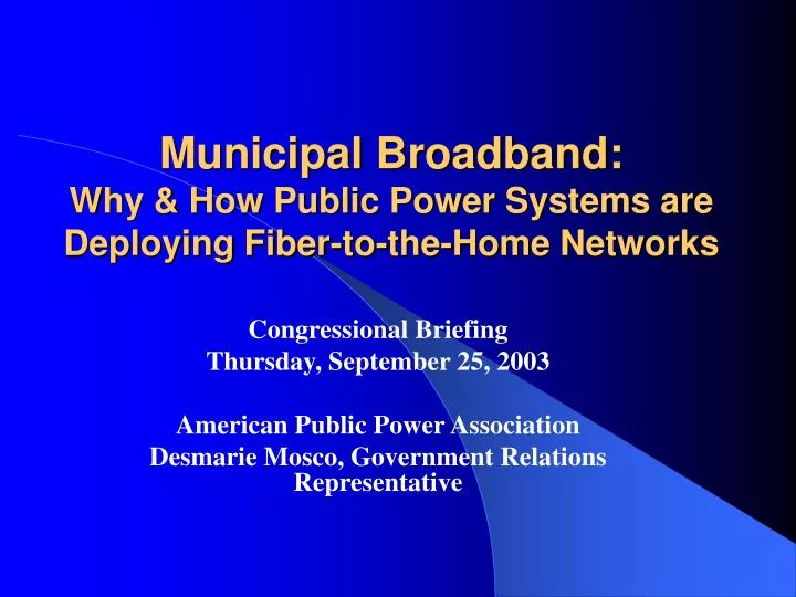 municipal broadband why how public power systems are deploying fiber to the home networks