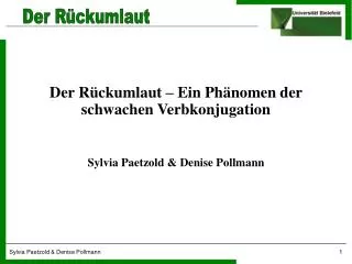 der r ckumlaut ein ph nomen der schwachen verbkonjugation sylvia paetzold denise pollmann