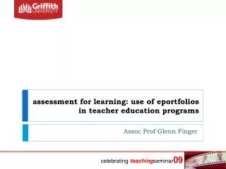 assessment for learning: use of eportfolios in teacher education programs