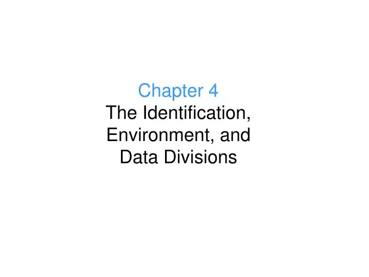 chapter 4 the identification environment and data divisions