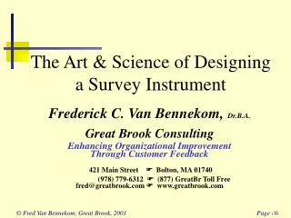The Art &amp; Science of Designing a Survey Instrument