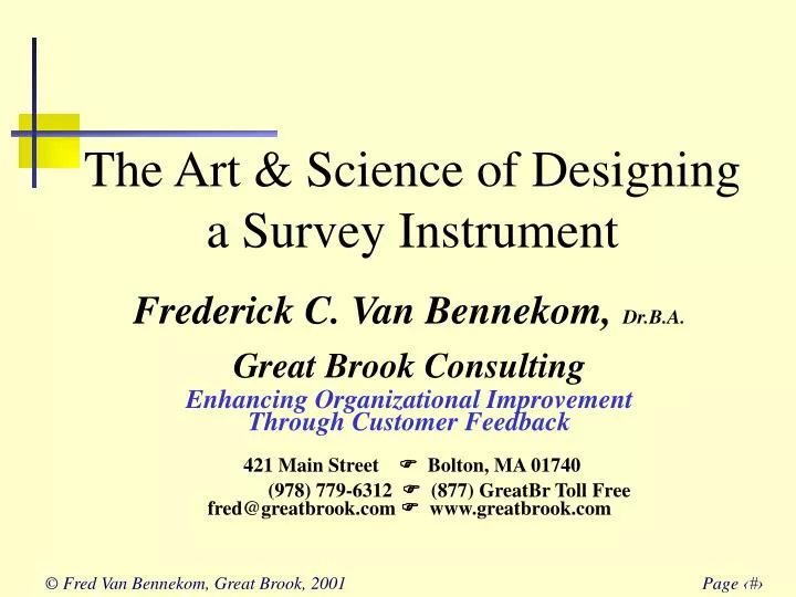 the art science of designing a survey instrument