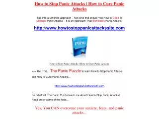 How to Stop Panic Attacks | How to Cure Panic Attacks