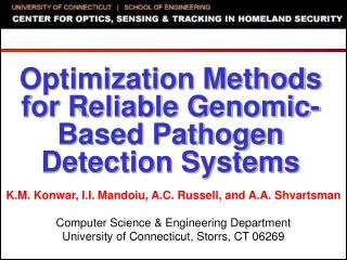 Optimization Methods for Reliable Genomic-Based Pathogen Detection Systems