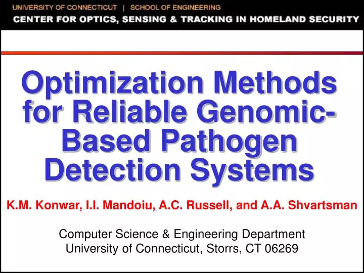 optimization methods for reliable genomic based pathogen detection systems