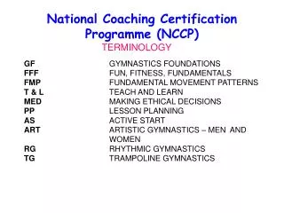 National Coaching Certification Programme (NCCP)