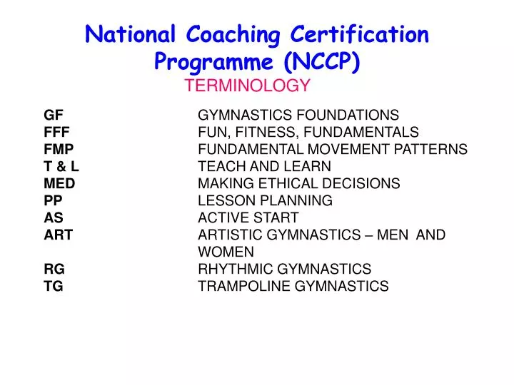 national coaching certification programme nccp