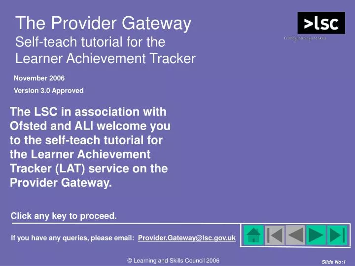 the provider gateway self teach tutorial for the learner achievement tracker