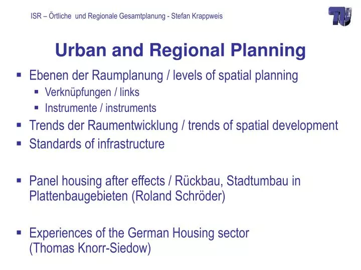 urban and regional planning