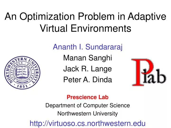 an optimization problem in adaptive virtual environments