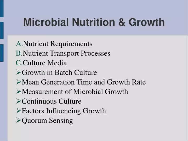 microbial nutrition growth