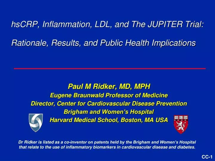 hscrp inflammation ldl and the jupiter trial rationale results and public health implications