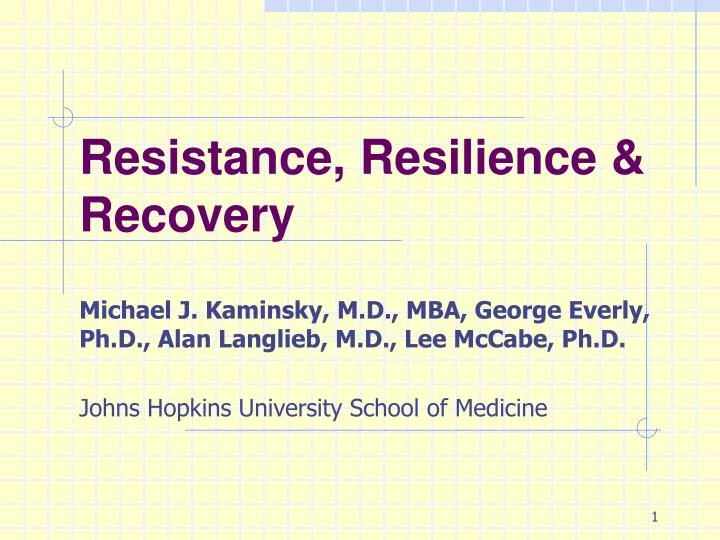 resistance resilience recovery