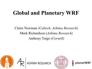 Global and Planetary WRF