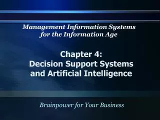 Chapter 4: Decision Support Systems and Artificial Intelligence