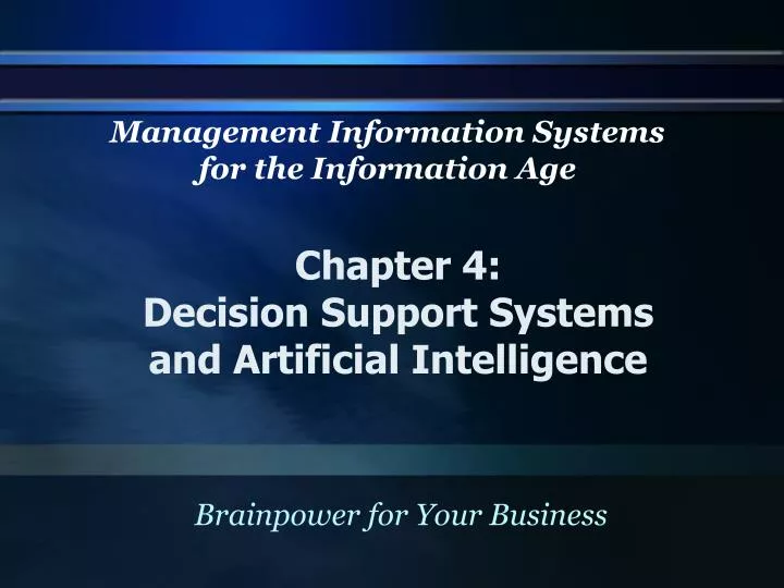 chapter 4 decision support systems and artificial intelligence