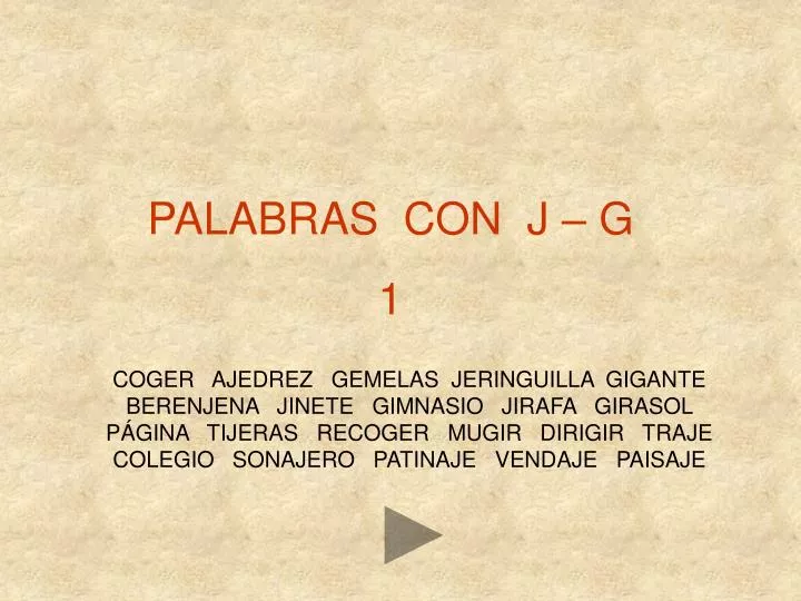 PPT - PALABRAS CON J – G 1 PowerPoint Presentation, free download - ID ...