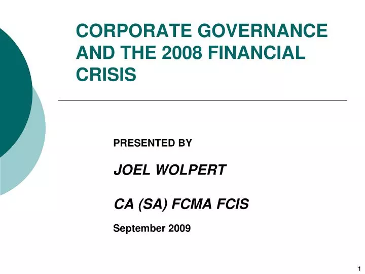 corporate governance and the 2008 financial crisis