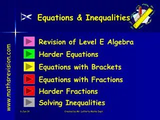 Equations &amp; Inequalities