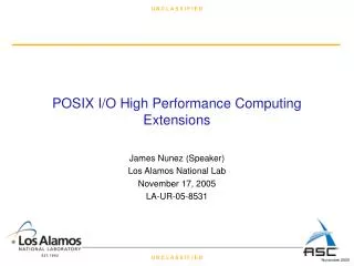 POSIX I/O High Performance Computing Extensions