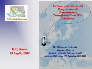 Le linee prioritarie del Programma di Cooperazione Transfrontaliera IPA-Adriatico